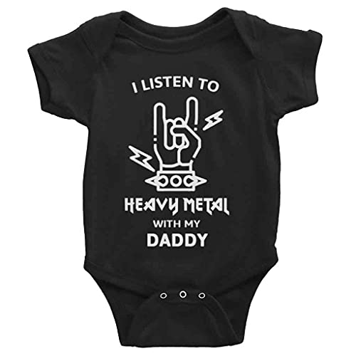 Image of Snagminio Heavy Metal with Daddy Cute Baby Bodysuit Short Sleeve Rompers Jumpsuit Unisex