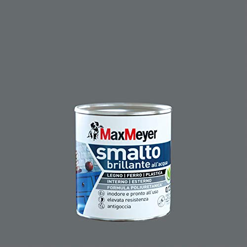 Maxmeyer Smalto All'Acqua Poliuretanico Brillante Grigio Fumo 0,125 L