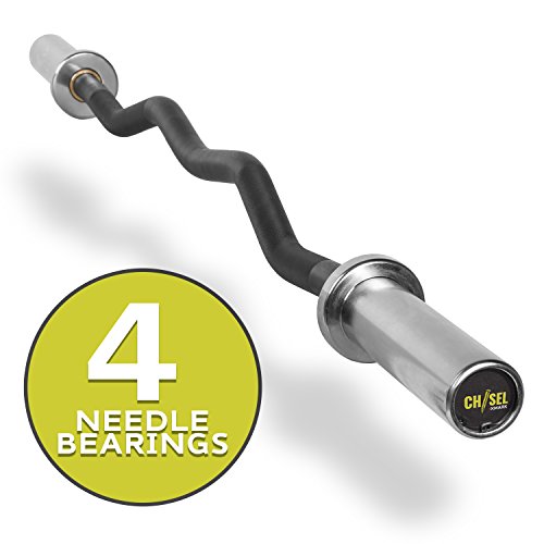 XMark CHISEL Olympic Curl Bar, Olympic EZ Curl Bar used with Preacher Curl Benches, Dumbbell Benches, Bicep Curl and Triceps Bar Exercises