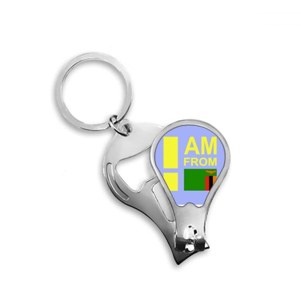 I Am From Zambia Art Deco Fashion Fingernail Clipper Cutter Opener Key Chain Scissor