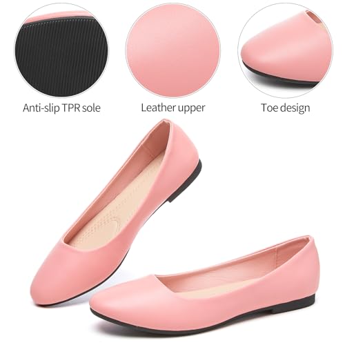 Image of Hash Bubbie Women's Flats Shoes Ballet Flats Dress Shoes Comfortable PU Leather Slip on Shoes for Women