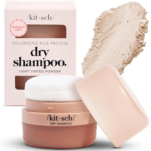 Image of Kitsch Dry Shampoo Powder with Rice Protein for Women & Men - Unscented, Volumizing, No White Cast,Organic, Paraben Free, Non Aerosol for Oily and Light Hair, Travel Size | Ideal Gifts for Women - 8g
