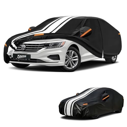Image of Kayme Heavy Duty Car Cover for Volkswagen Passat (1988-2022) Waterproof | Gift with Tape /Towel /Bag, Outdoor Full Exterior Cover Rain Snow Sun UV Protection, Soft Cotton Inner Protect Vehicle Paint