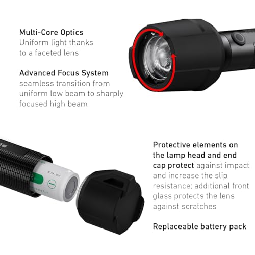 Ledlenser P6R Work | 2020 | LED Rechargeable Torch, 850 Lumens, High CRI, SOS, Strobe, Up to 45h Battery, 230m Beam, IP68 Waterproof, Rubber Protectors, Ideal for Workshop Garage Mechanic, Worksite - Image 3