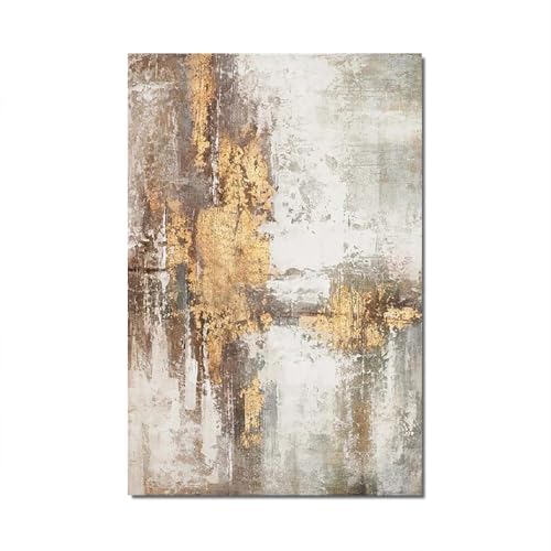 Tableau Decoration Murale Moderne Abstrait Doré Blanc Peinture À l'huile Art Peinture Affiches Et Impressions Peinture sur Toile pour Salon Chambre...