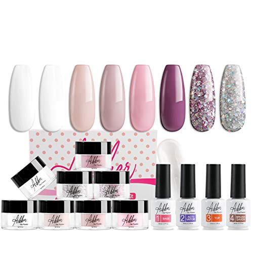 Aikker 13pcs Acrylic Dipping Powder Nail Starter Kit 8 Color Dip Powder
