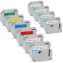 5 White+1 Clear+4 Multicolor Compatible Label Tape Replacement for Brother P-Touch Label M Tape 12mm 0.47 Inch M131 M231 M431 M531 M631 M731 for Ptouch PT-M95 PT-90 PT70 PT-65 PT85, 4+6 Pack