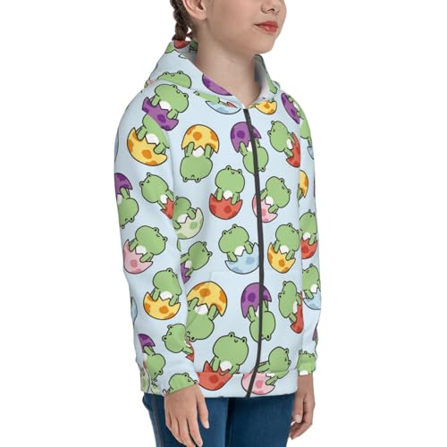 Cute Frog in Egg Kid Hoodies Boys Zip Up Sweatshirts Girls Pullover with Pocket4