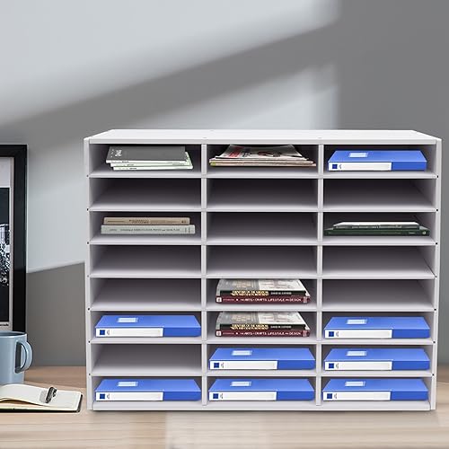 Post-Organizer mit 24 Fächern, für Büro und Klassenzimmer, verstellbarer Schreibtisch-Briefsortierer mit Regalen, effizienter Dokumentenhalter und Poststation für Arbeitsplatten