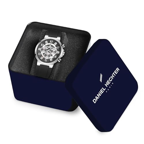 Image of Daniel Hechter Paris Beaubourg Collection Multifunctional Watch for Men with Textured Round Dial and Silicon Strap-DHM1009