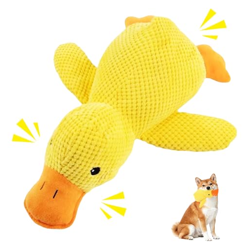 Anti Stress Ente für Hunde Antistressente für Hunde Interaktives Hundespielzeug Ente Gelbe Quietschspielzeug Kuscheltier Unzerstörbar Hundekuscheltier Stressente Spielzeug hund Dog Toys für Mittlere