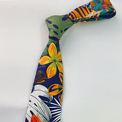 Image of Mantieqingway Floral Ties for Men Skinny Cotton Tie Flower Necktie