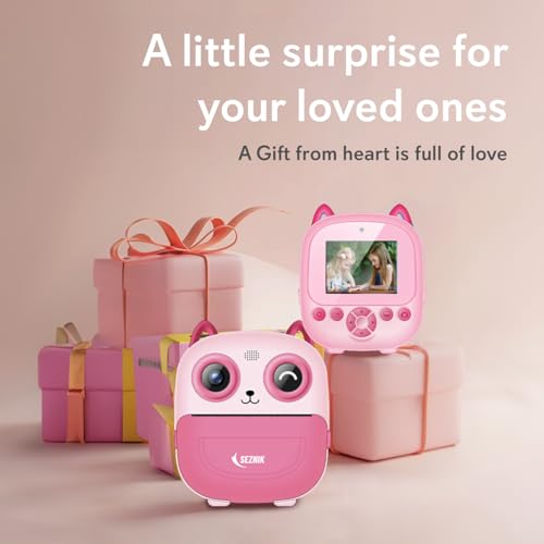 Image of SEZNIK Mini Camera Printer, Click Photo Print, Inkless, Bluetooth HD Printer, Android, iOS. Instant Print (Neo-Pink)