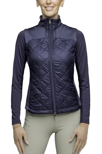 Kastel Denmark Women's Lightweight Sleeveless Quilted Puffer Vest | Full Zip Solid Color with Zipper Pockets and Stand Collar