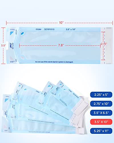 Jmu Self Sealing Sterilization Pouches 3.5" X 10" Autoclave Bags Sterilizer Bags, 200/Box #TOP5