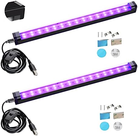 Black Light Bar 10W 1ft LED Blacklight LED bar for Fluorescent Tapestry Poster Body Paint Glow Party UV Strip Lights for Cabinet and Display Magnetic THLITURE 2 Pack
