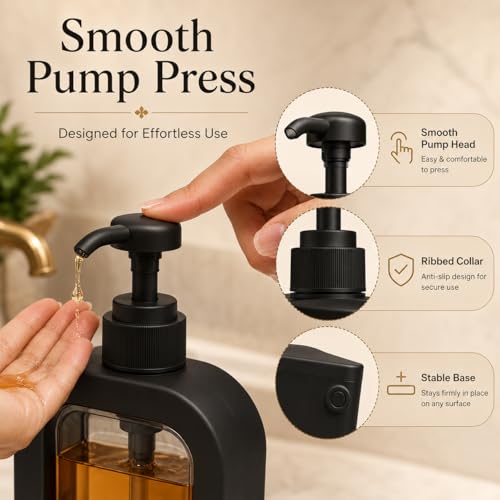 Image of Soap Dispenser for Wash Basin - Handwash Dispenser Bottle for Bathroom Sink - Liquid Soap Hand Wash Pump Bottle Plastic Container for Home, Bathroom(Black,Pack of 2)
