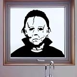 AnFigure Michael Myers Window Stickers - Halloween Decals, Black, Cartoon Style, Vinyl Material, Rectangular Shape, 18'X16', For Walls, Doors, Windows, Furniture