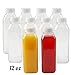 [12 Oz.] Plastic Juice Bottles, 10 Pack Food Grade BPA Free Empty Square Milk Containers, Great For Storing Homemade Juices, Milk, Beverages, With Tamper Evident Caps.