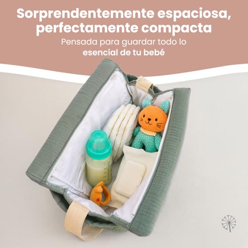 MIMUSELINA Bolso Carro Bebe | Pañalera Bebe organizador para silla paseo con gran capacidad | Bolso Maternidad Elegante y Práctico | Hecho en España | Mint Standard - imagen 5