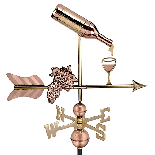 Wine Bottle With Grapes And Glasses Weathervane - Pure Copper By Good Directions #TOP2