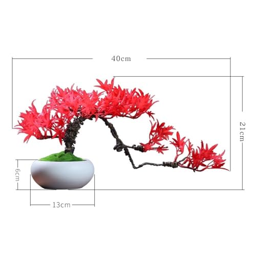 Árbol bonsái artificial de arce rojo con maceta para decoración de escritorio 3
