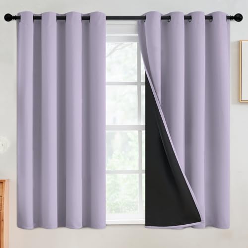 Image of SimpleHome Lilac 100% Blackout Curtains Room Darkening Living Room 54 Inch