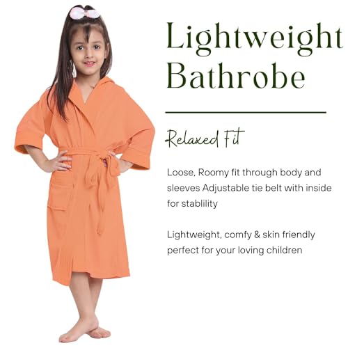 Image of CREEVA Cozy Hooded Bathrobe for Kids - Lightweight, Quick-Dry, and Perfect for Daily Use