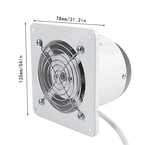 Extractor de ventilación industrial axial metálico con rejilla y válvula de retención, ventilador potente para baño, color blanco miniatura 2