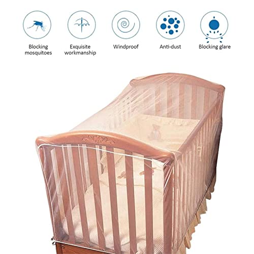FOXBI Crib Mosquito Net for Baby Bed Universal Size Mesh Crib Netting Mosquito Nets for Children Ultra-Dense Net for Avoiding Kid from Insect Biting Bed Netting Cover Adjustable Crib Mosquito Cover