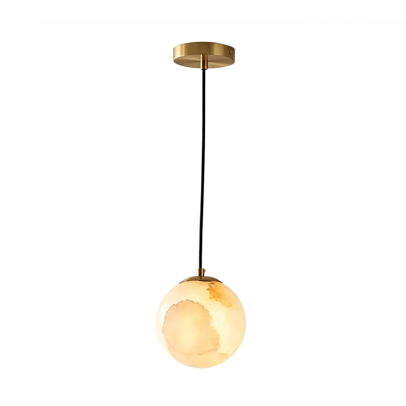 Lampada a sospensione con accento minimalista in ottone | Lampada a sospensione moderna in marmo con cavo regolabile Lampadario minimalista con paralume in alabastro
