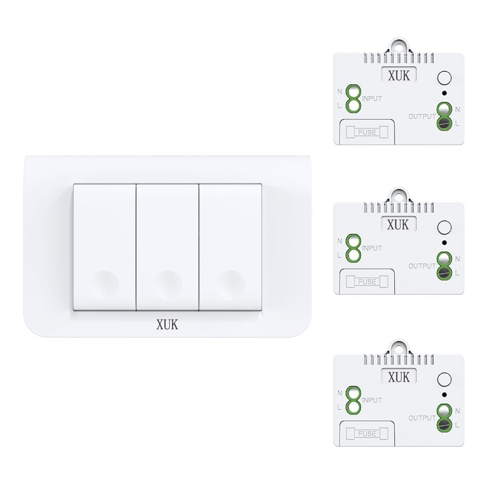 Self-Powered Wireless Light Switch and Receiver Kit, No Battery Required, No WiFi Needed, Indoor Outdoor Remote Control (Switch an Receive Kit(1V3),