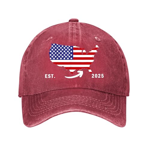 Image of Established in 2025 Hat Cotton Baseball Caps for Men Women Red