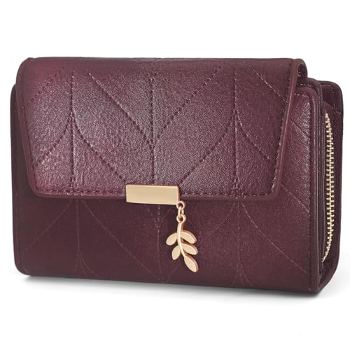 REETEE Porte Monnaie Femme en Cuir PU Rétro Petit Portefeuille Femme Blocage RFID Porte Feuille pour Femme, Portefeuilles avec 16 Emplacements Cartes et...