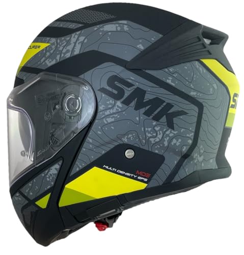 SMK Helme GULLWING Navigator Modularhelm, Schwarz, Gelb und Grau, Zulassung 22.06, mit Doppelvisier, P/J (2XL 63/64)