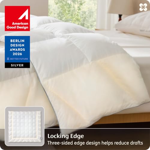 Image of Bedsure PureWoven Feather Down Comforter Queen Size, All Season Duvet