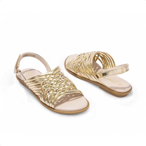 Image of DREAM PAIRS Girls Sandals Gladiator Braided Flat Open Toe Summer Sandals