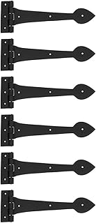 Renovators Supply Manufacturing Strap Hinge 12 in. Spade Tip Black Wrought Iron Strap Gate and Door Hinges with Hardware Pack of 6