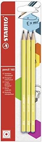 Graphite Pencil with Eraser - STABILO pencil 160 - Pack of 6 - 2 x petrol, yellow, orange, blue, pink - HB