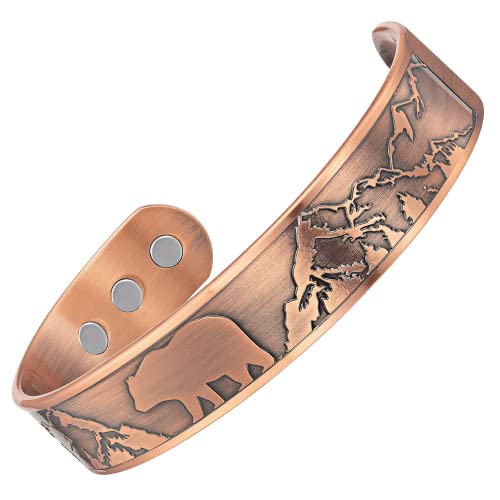 Wilis Judd Mens Copper Bracelet Bangle Bear Wildife Design Pure Copper Magnetic Bracelet4