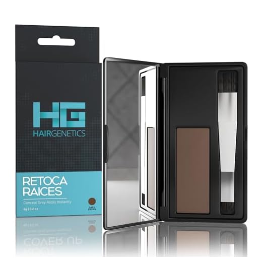 Hair Genetics® Retoca Raíces de Polvos Minerales de Aspecto Natural - Retocador tras Coloración del Pelo para Cubrir Canas - Tinte que Define y Rellena en Segundos (Castaño Oscuro)