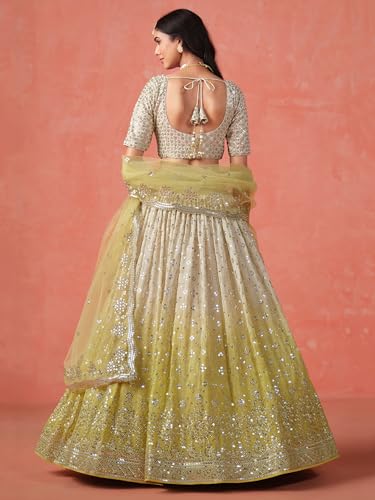 Image of Zeel Clothing Women Georgette Semi stitched Sequins Zari Embroidered Lehenga Choli With Dupatta (7086-Latest, Free size)