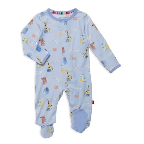 Image of Magnetic Me Boys Modal Magnetic Baby Footie Pajamas | Silky Soft Modal Fabric | Baby Sleepers