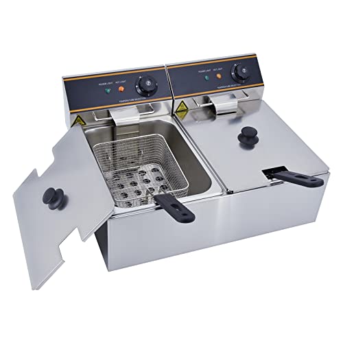 MOOTACO Freidora eléctrica Comercial Profesional de Acero Inoxidable para Restaurante y Uso Doméstico (12L)