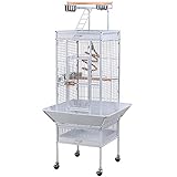 Durchdachter Entwurf: Dank der abschließbaren Futtertüren sind die Futterspender ohne Öffnen der Haupttür zugänglich, sodass Sie die Futterspender von außen befüllen können und sie nicht riskieren müssen, dass Ihr Vogel den Käfig ungewollt verlassen. Über jeder Futterstelle befindet sich eine Stange, um zu verhindern, dass Ihre Vögel den Napf anheben und das Futter durcheinanderbringen. Der Saatgutschutz kann verhindern, dass das Futter aus dem Käfig fällt und hält Ihren Raum sauber.