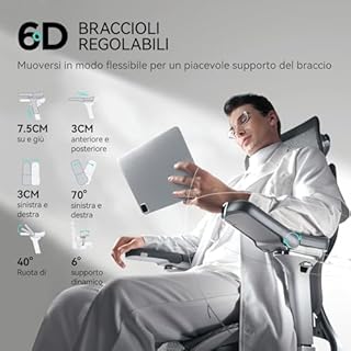 Hbada E3 Pro Sedia Ufficio e Scrivania Ergonomica, con Supporto Lombare Dinamico a 3 Zone, Testiera Regolabile 4D, Braccioli Regolabili 6D (E3 Pro, Gray)