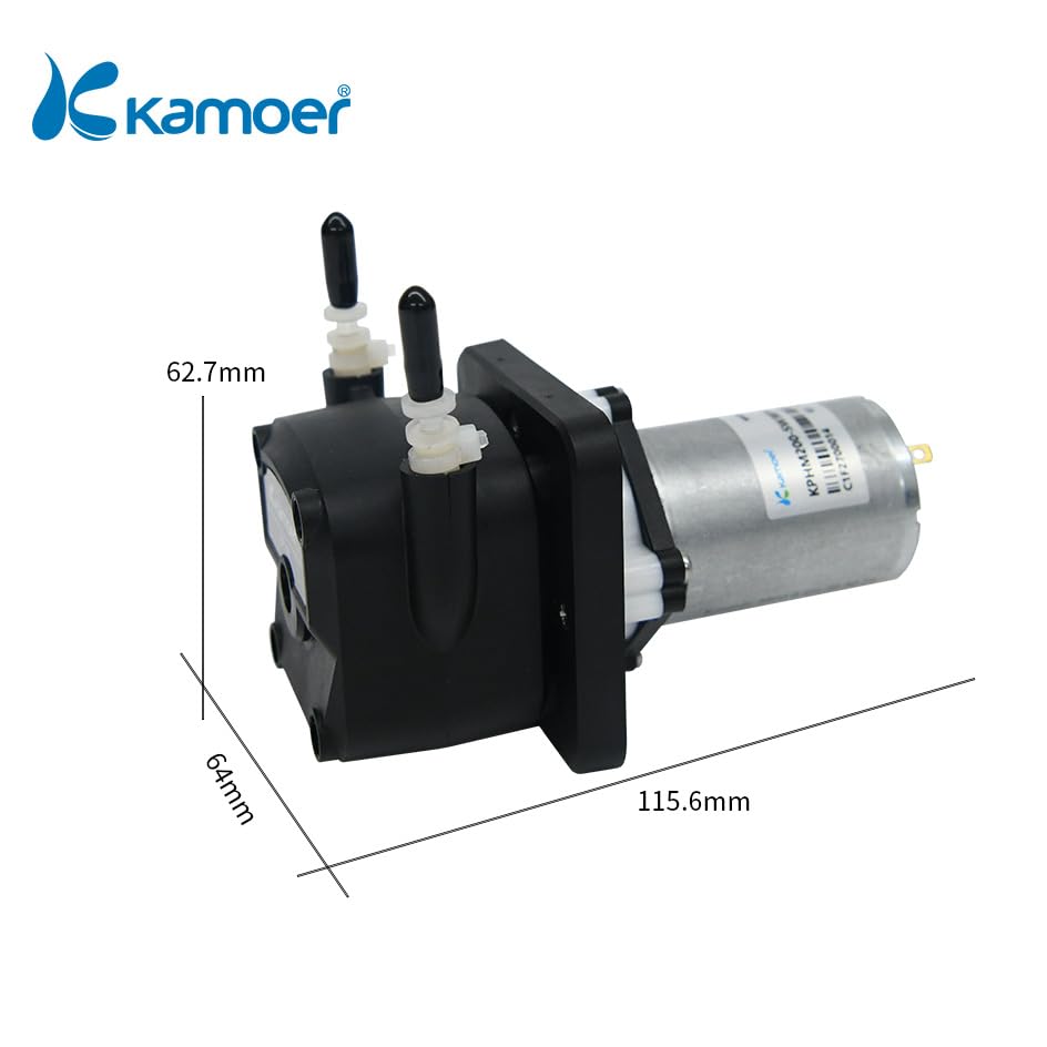 Small peristaltic pump 12V dc motor Kamoer KPHM200 high flow laboratory High-Precision liquid dosing Pump 3.2 mm ID ×6.4mm OD，200ml/min (12V)