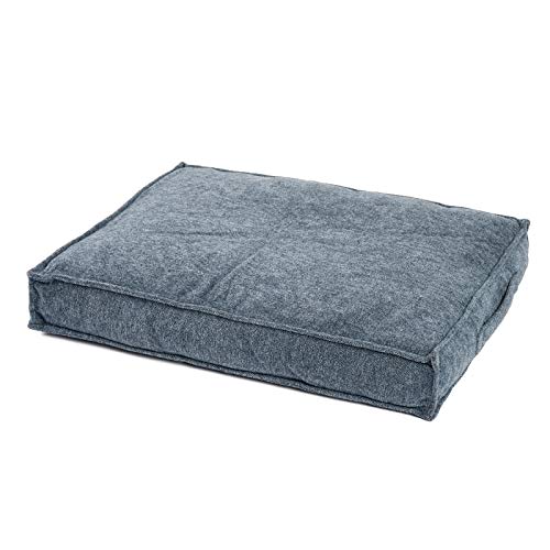 JAMAXX Premium Hundekissen Orthopädische Füllung, Waschbar Bezug aus Edlem Chinelle Stoff, Weiche Kompakte Füllung mit Visco Schaumstoff-Flocken Memory, PDB1003 65x50 (S), Light-Blue