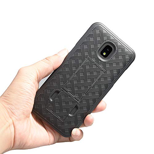 Zase Belt Clip Holster Case For Samsung J7 2018, J7 Refine, J7 Aero, J7 Top, J7 Star Tough Slim Rugged Protective Black Case Armor Defender Swivel Lock Kickstand (A Holster Combo Case) #TOP6
