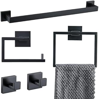 YACVCL 5 Pieces Black Bathroom Accessorie Set 23.6 Inch Towel Bar Set,SUS304Stainless Steel Bathroom Hardware Set,Wall Mounted Towel Holder Set for Bathroom